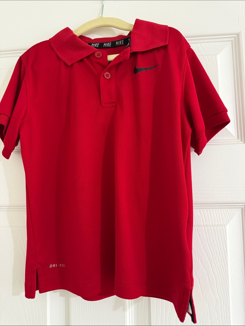 Nike Red Kids Polo Shirt with Black Swoosh